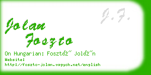 jolan foszto business card